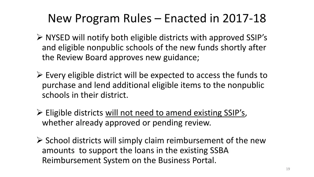 new program rules enacted in 2017 18 1