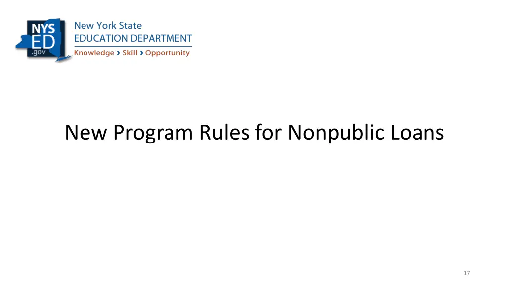 new program rules for nonpublic loans