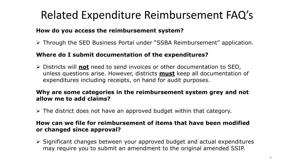 related expenditure reimbursement faq s