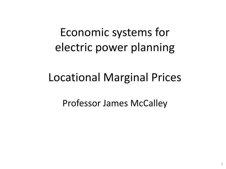 economic systems for electric power planning