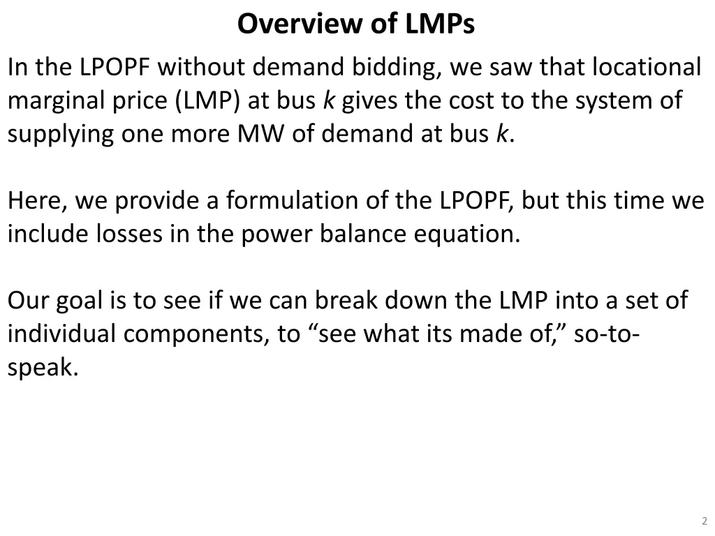 overview of lmps