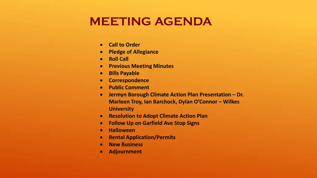 meeting agenda