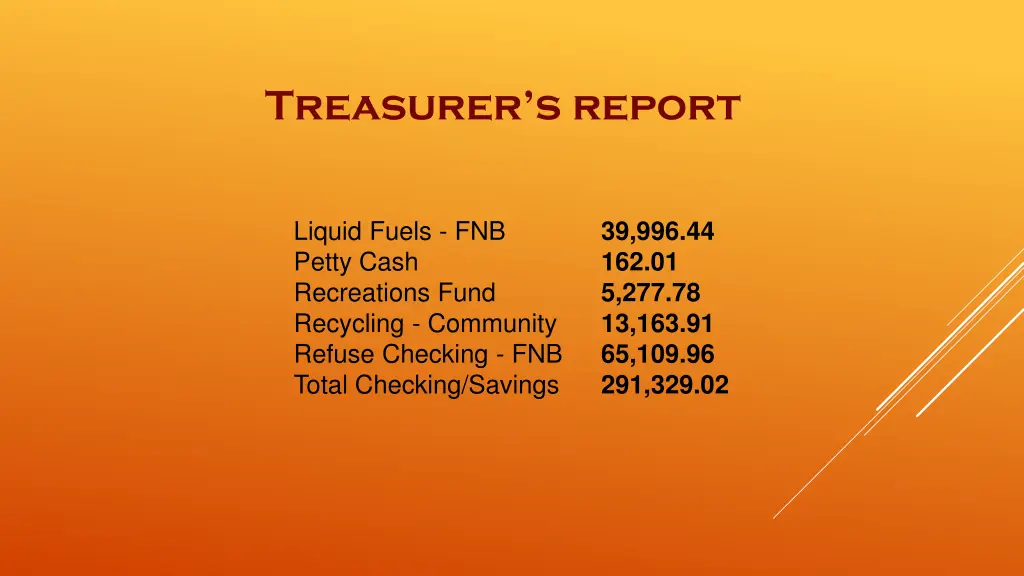 treasurer s report