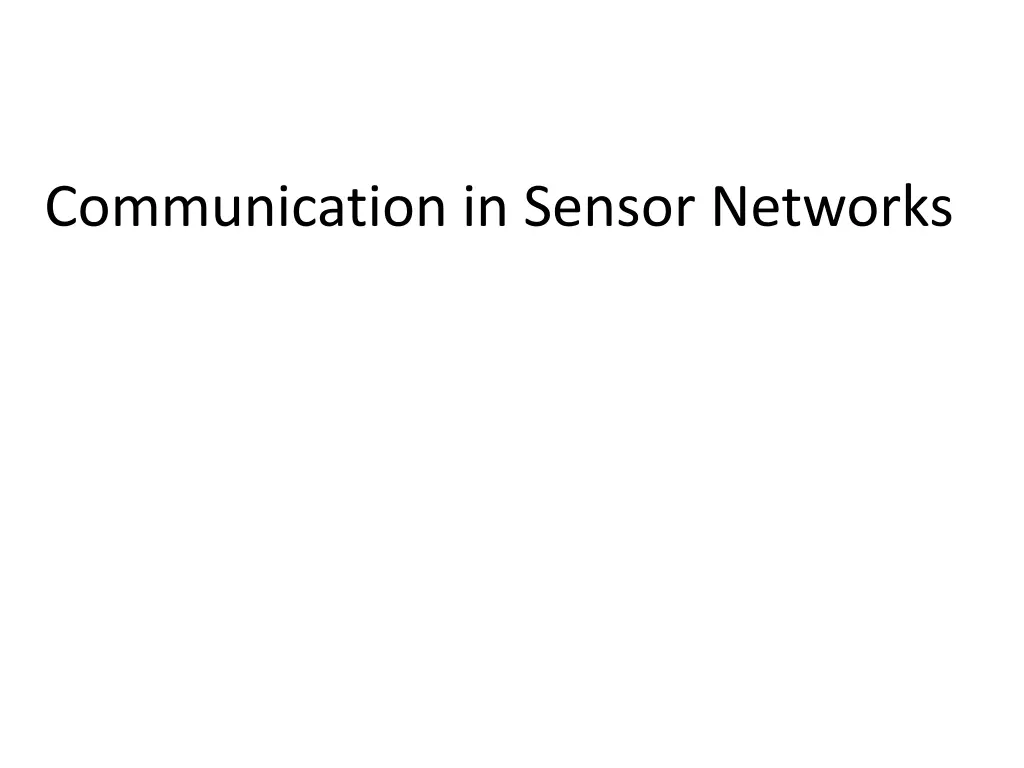 communication in sensor networks