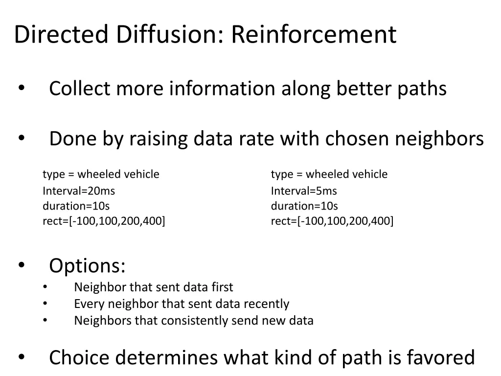 directed diffusion reinforcement