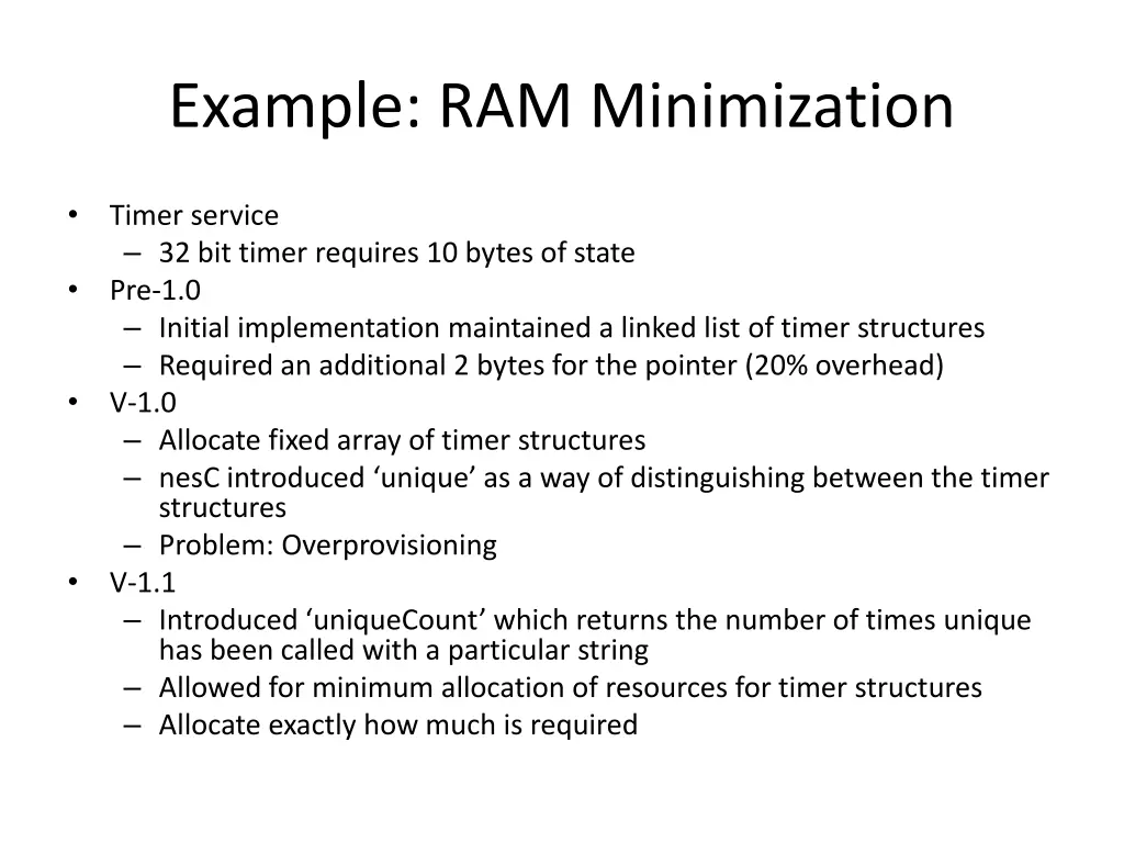 example ram minimization