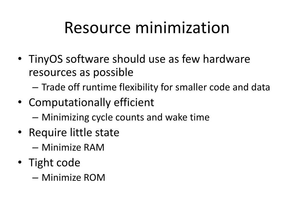 resource minimization