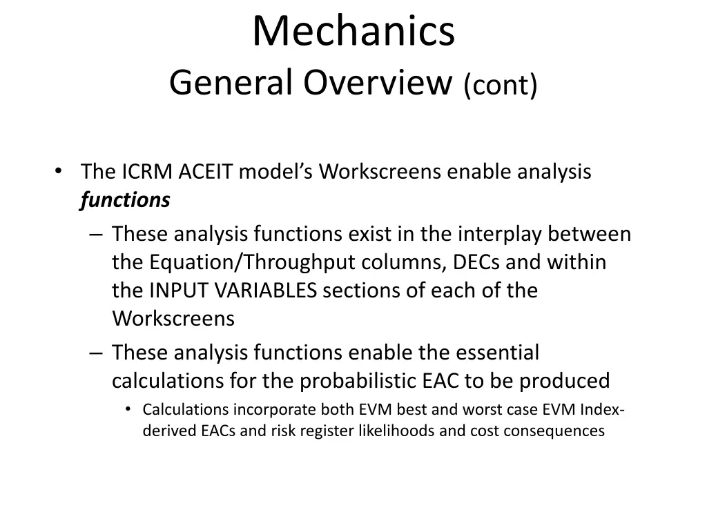 mechanics general overview cont