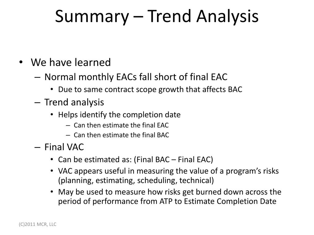 summary trend analysis