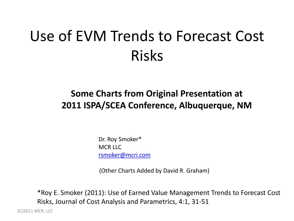 use of evm trends to forecast cost risks