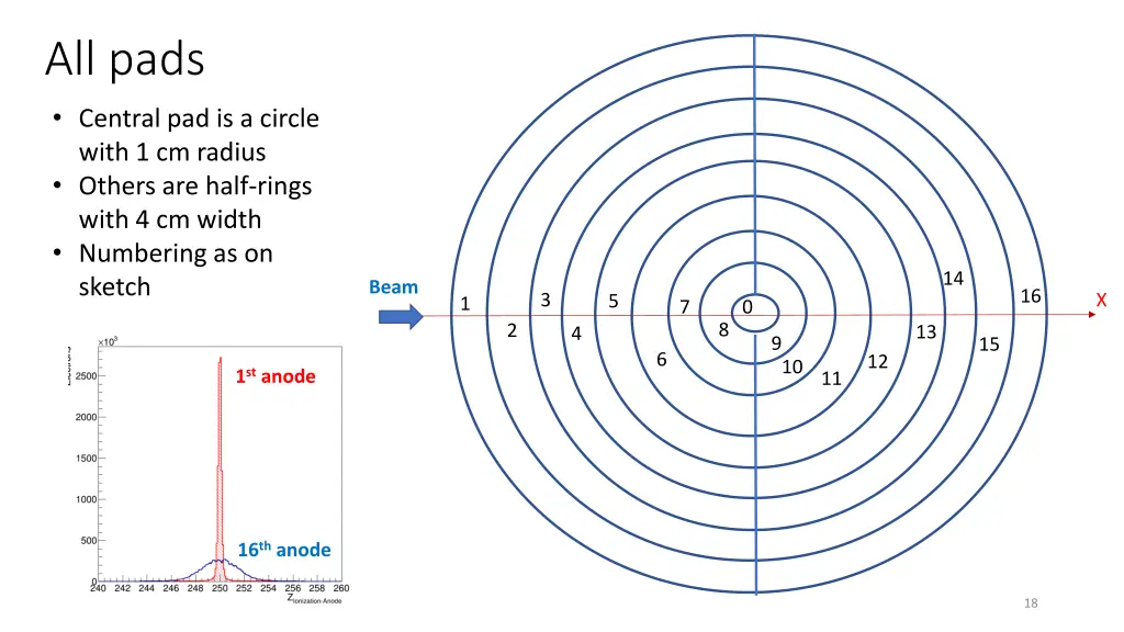 all pads central pad is a circle with 1 cm radius