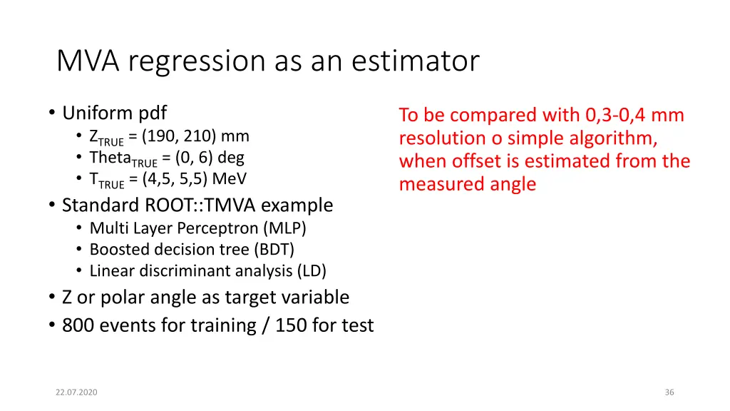 mva regression as an estimator