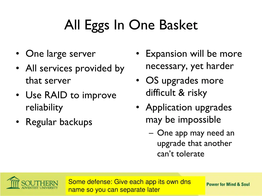 all eggs in one basket