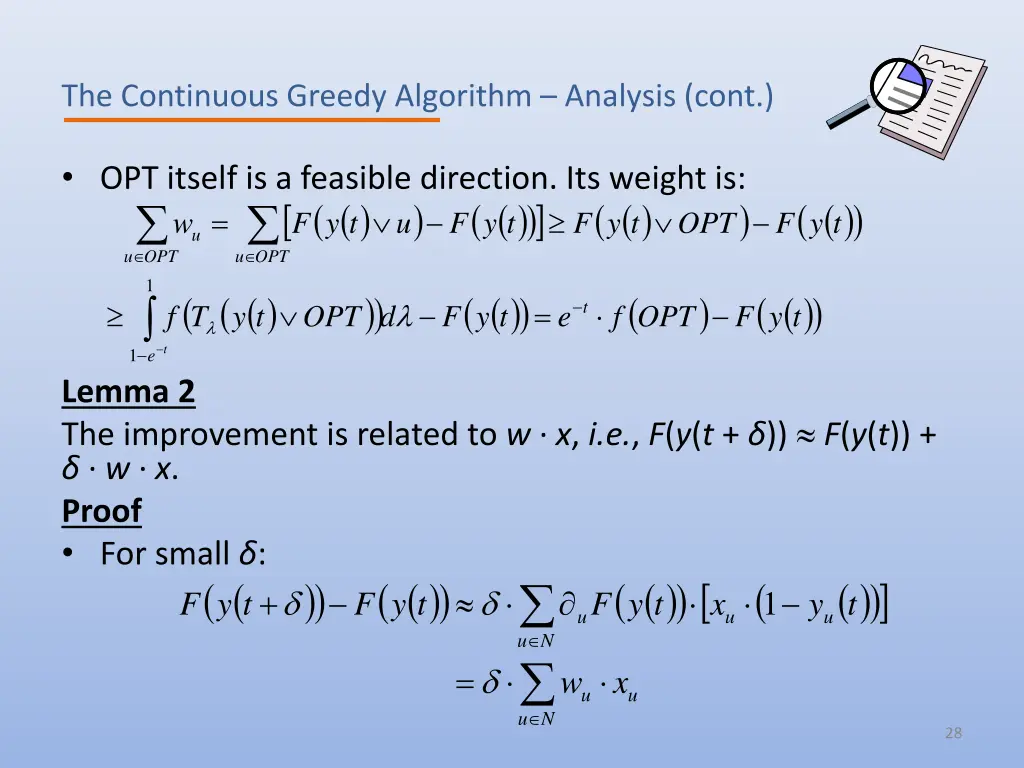 the continuous greedy algorithm analysis cont