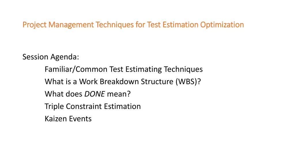 project management techniques for test estimation 1