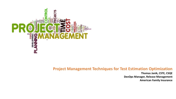 project management techniques for test estimation