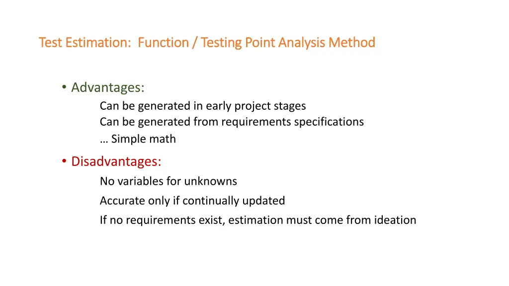 test estimation function testing point analysis 2