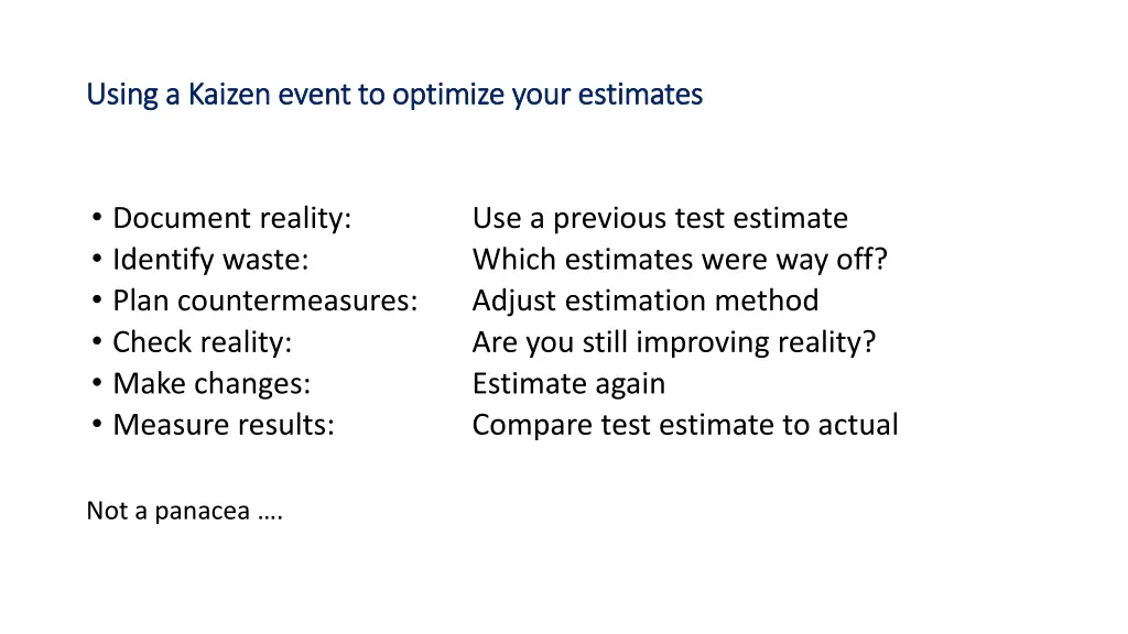 using a kaizen event to optimize your estimates