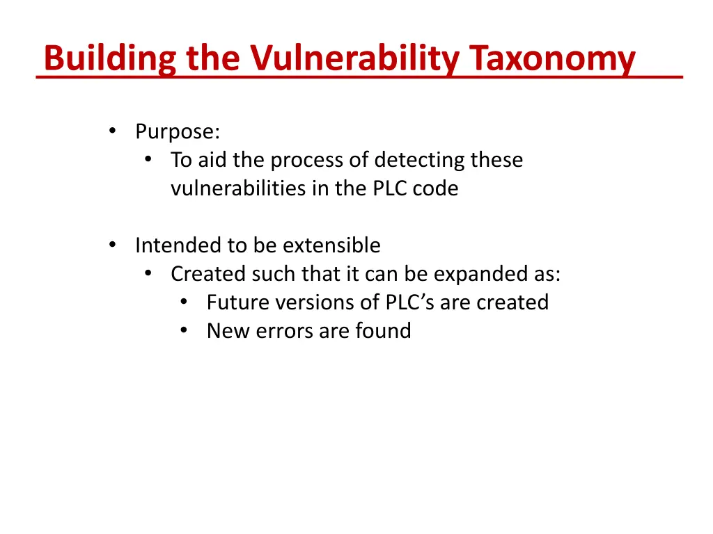 building the vulnerability taxonomy