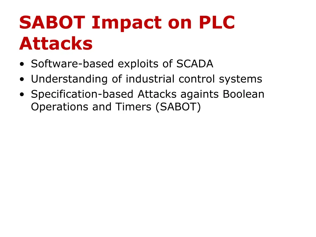 sabot impact on plc attacks software based