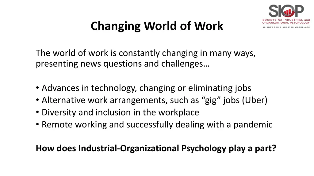 changing world of work