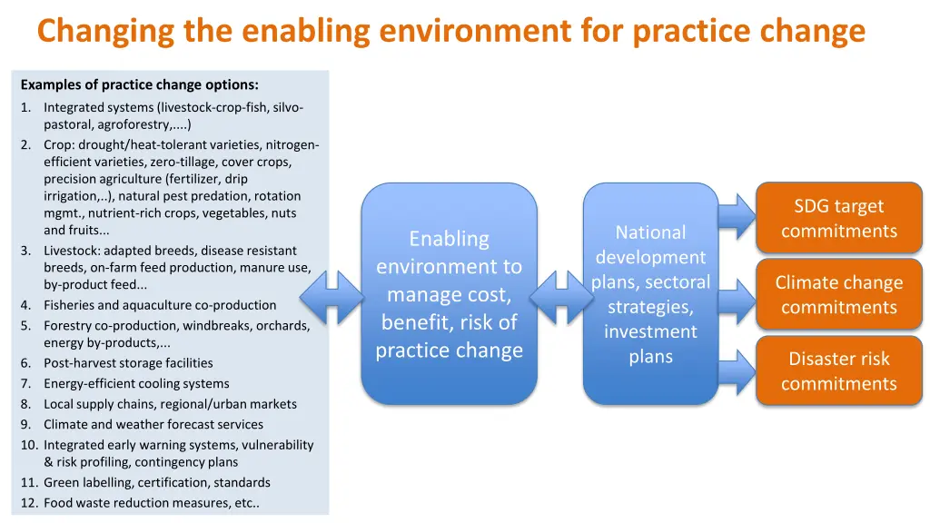 changing the enabling environment for practice