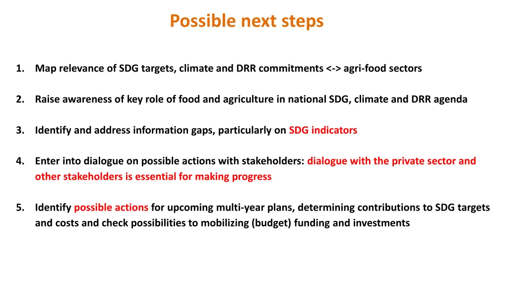 possible next steps