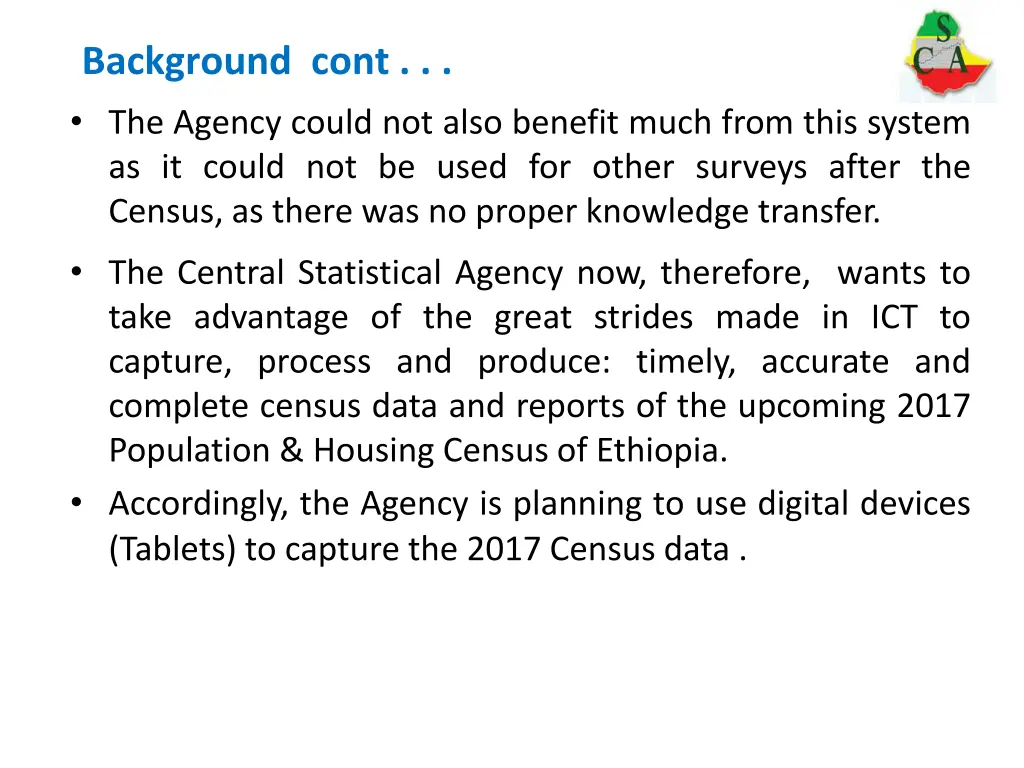 background cont the agency could not also benefit
