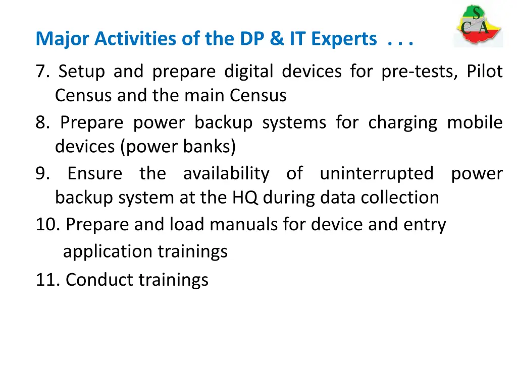 major activities of the dp it experts