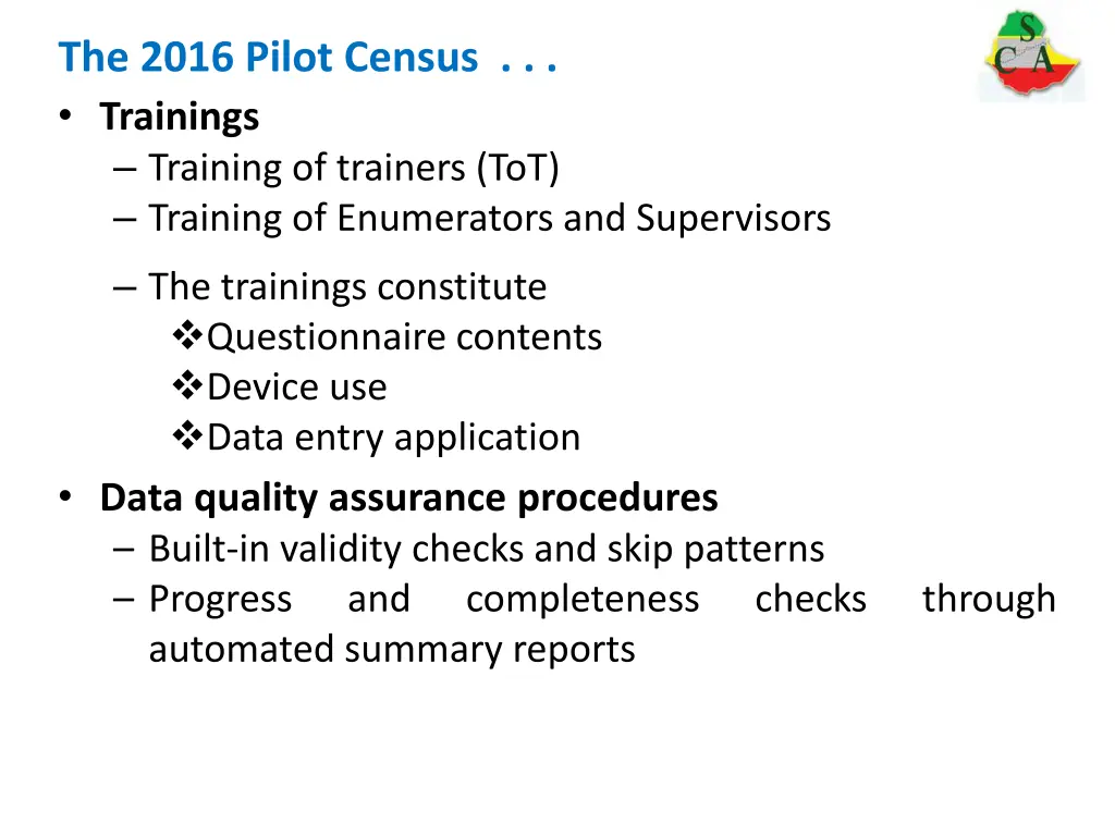 the 2016 pilot census trainings training