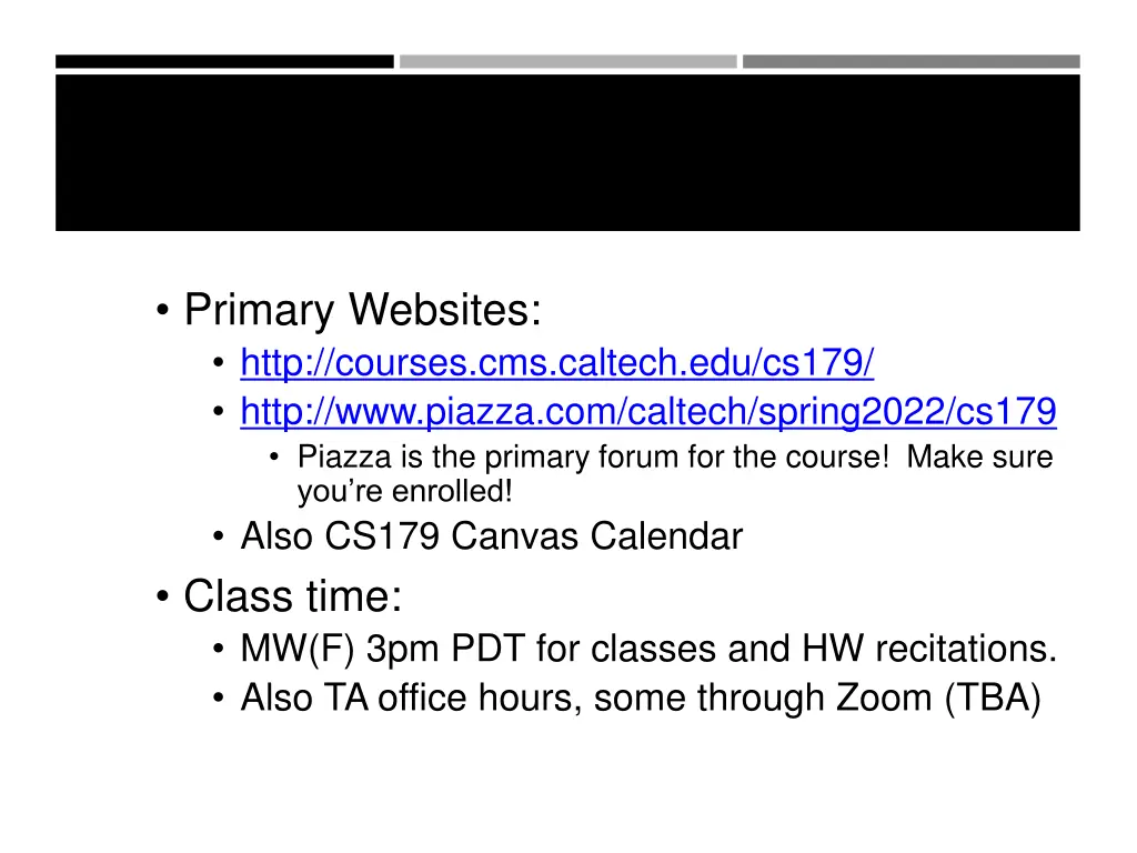 primary websites http courses cms caltech