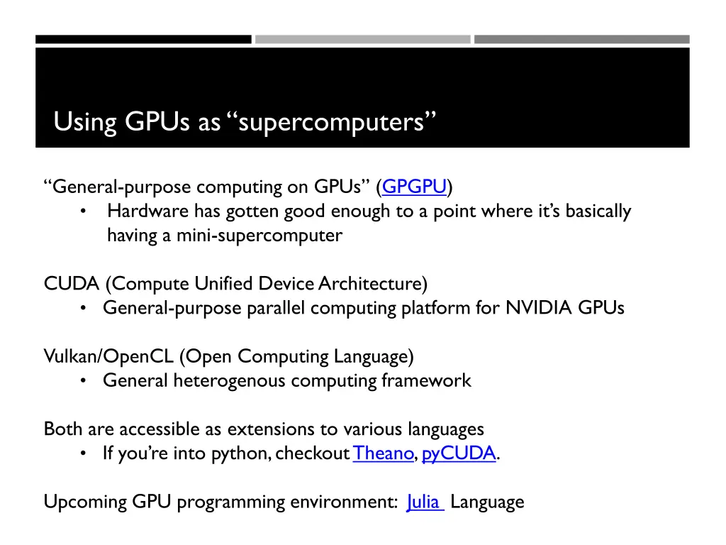 using gpus as supercomputers