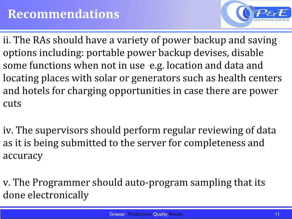recommendations 1