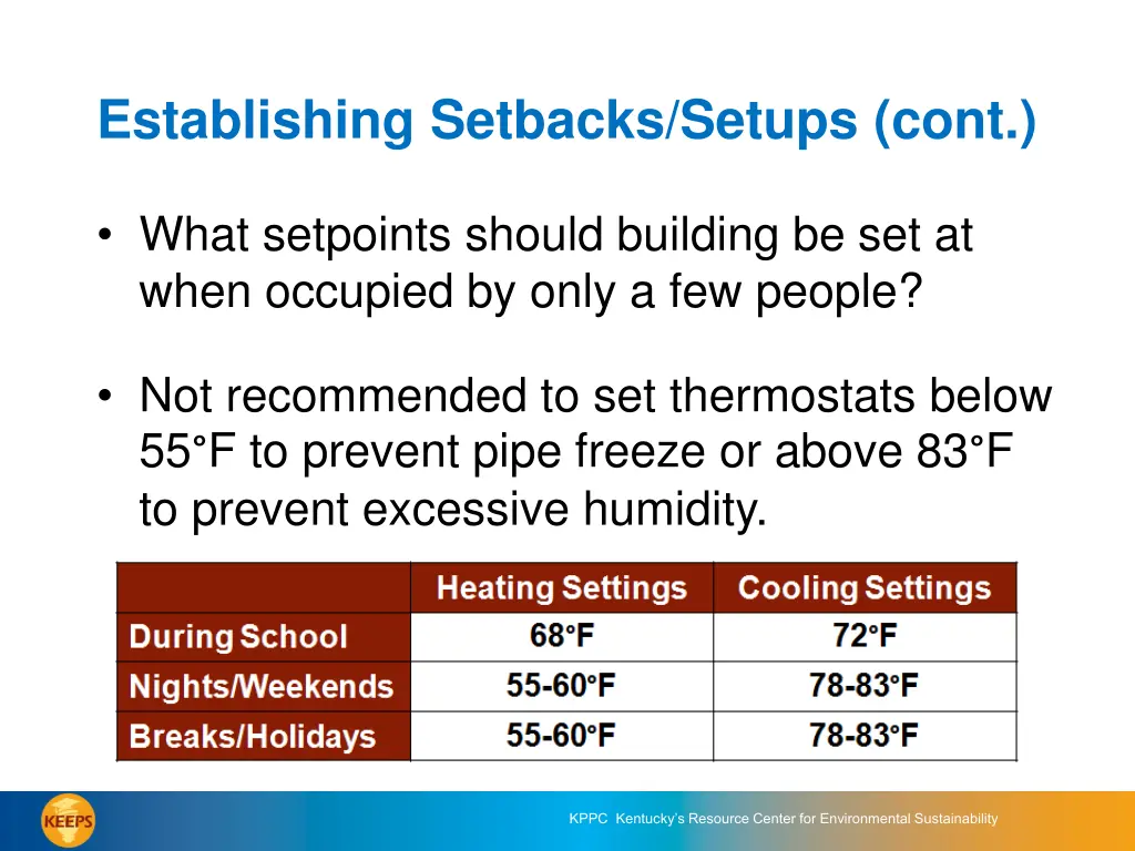 establishing setbacks setups cont