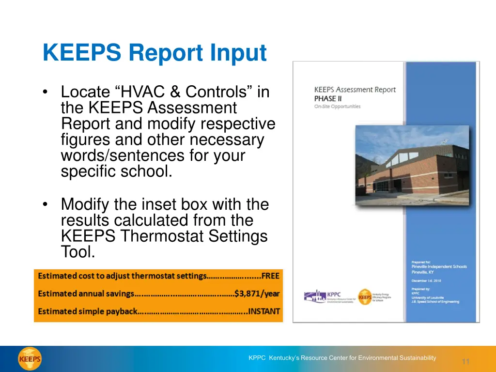 keeps report input
