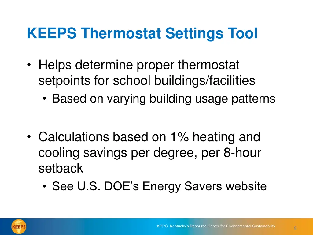 keeps thermostat settings tool
