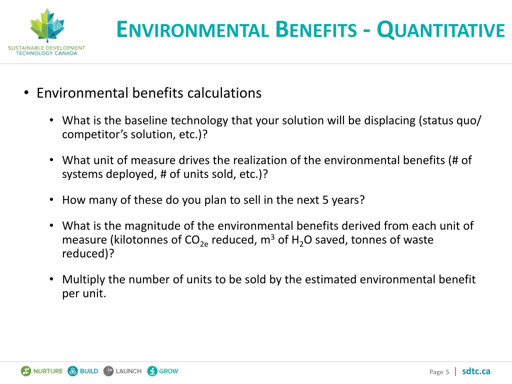 e nvironmental b enefits q uantitative