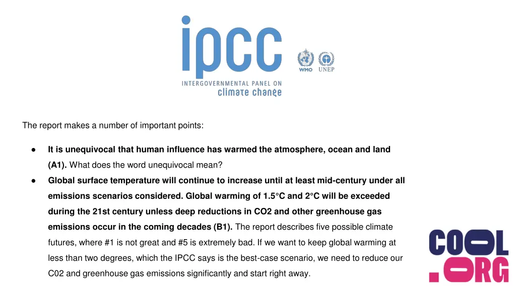the report makes a number of important points