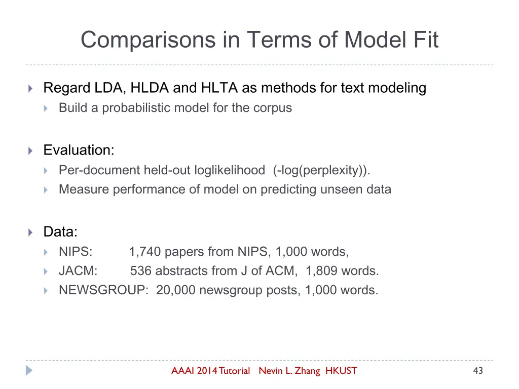 comparisons in terms of model fit