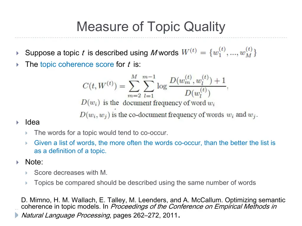 measure of topic quality