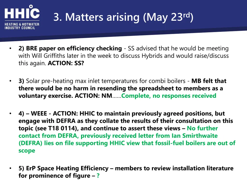 3 matters arising may 23 rd 1