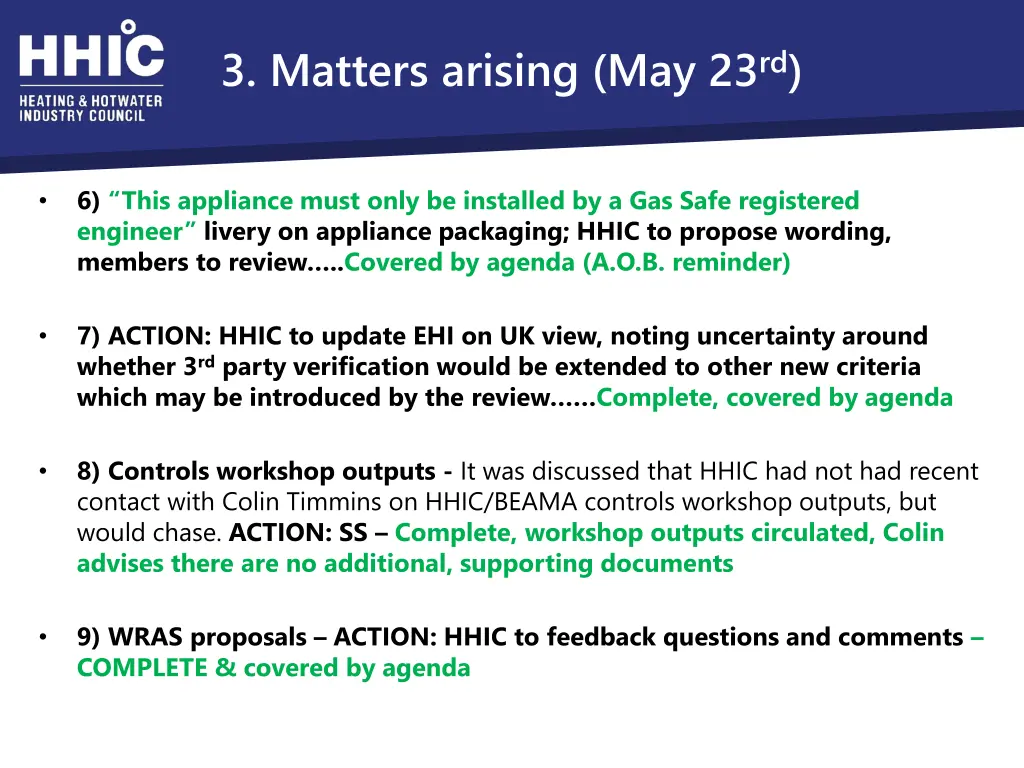 3 matters arising may 23 rd 2