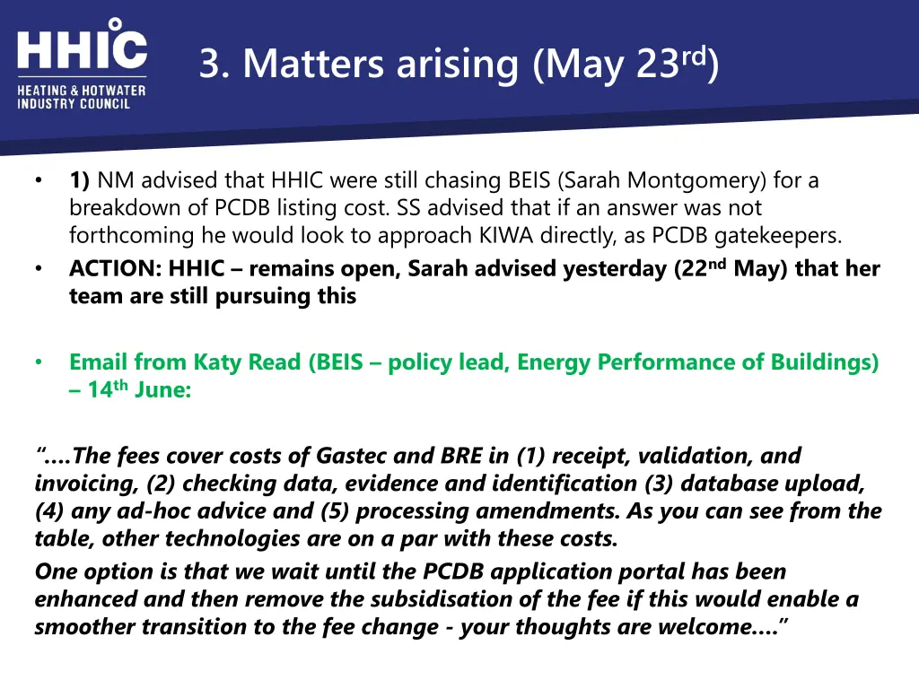 3 matters arising may 23 rd