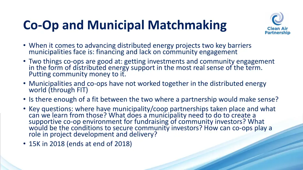 co op and municipal matchmaking