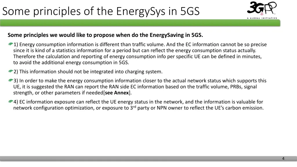 some principles of the energysys in 5gs