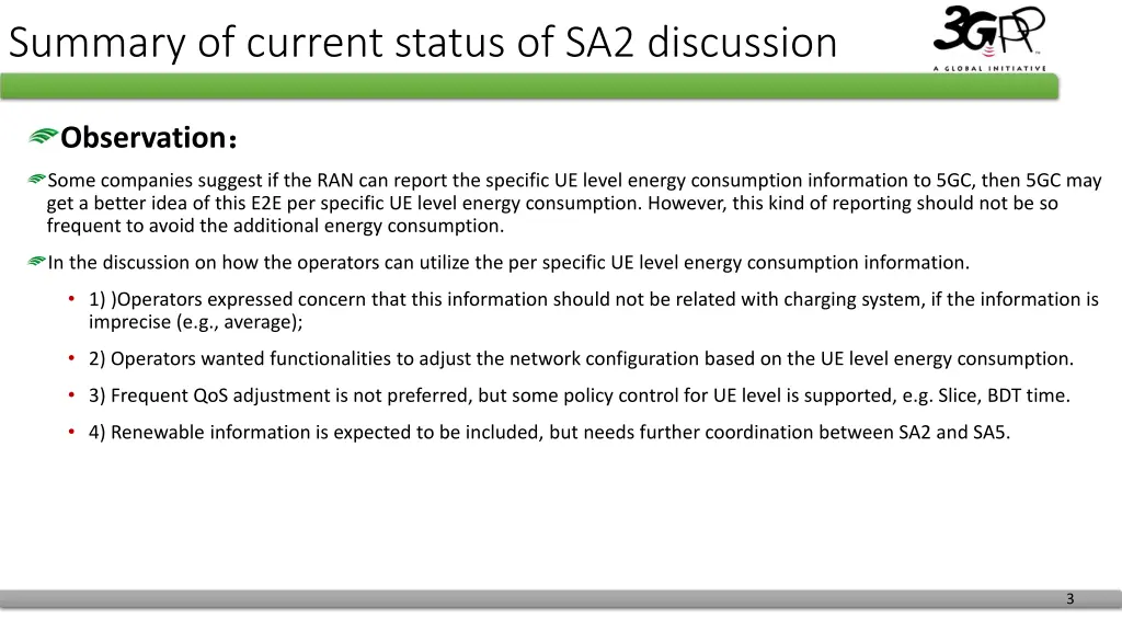 summary of current status of sa2 discussion 1