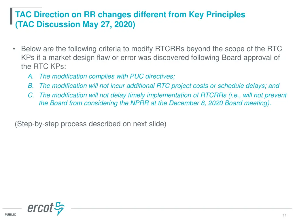 tac direction on rr changes different from