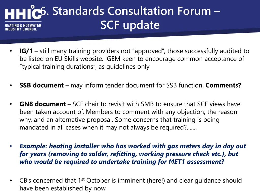 6 standards consultation forum scf update
