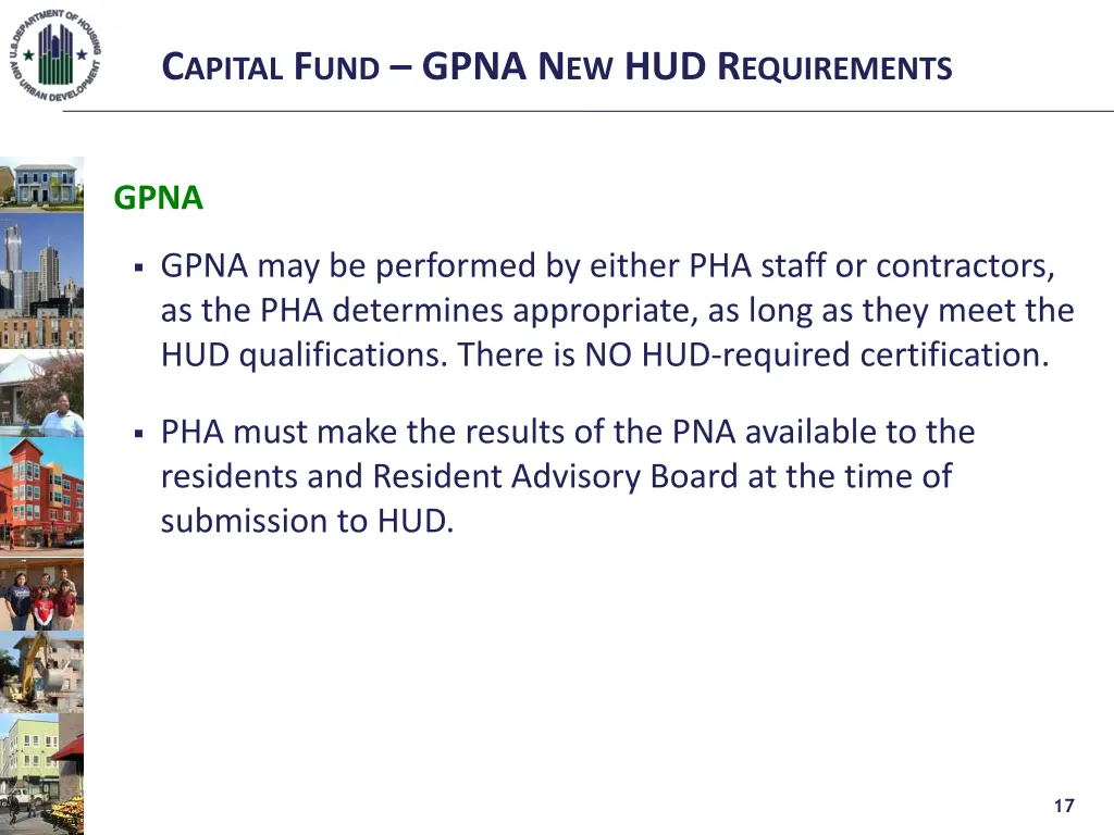 c apital f und gpna n ew hud r equirements 15