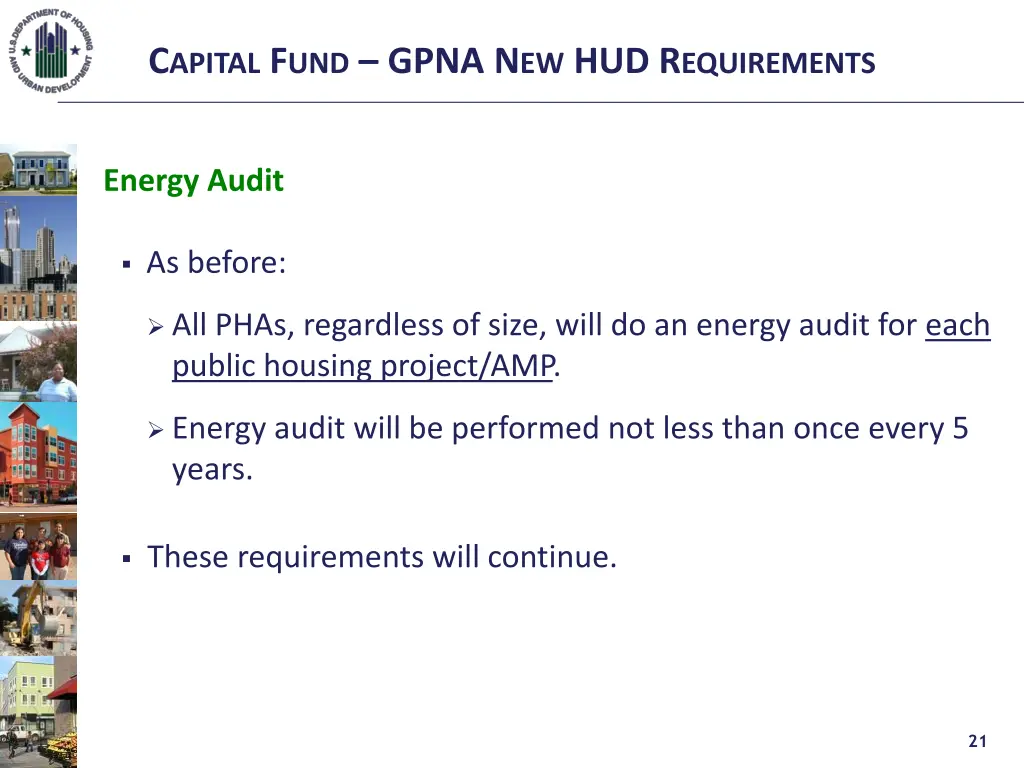 c apital f und gpna n ew hud r equirements 19